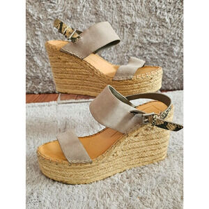 Dolce Vita Aurora Platform Wedge Sandals Women's 8 Leather Snakeskin Ankle Strap